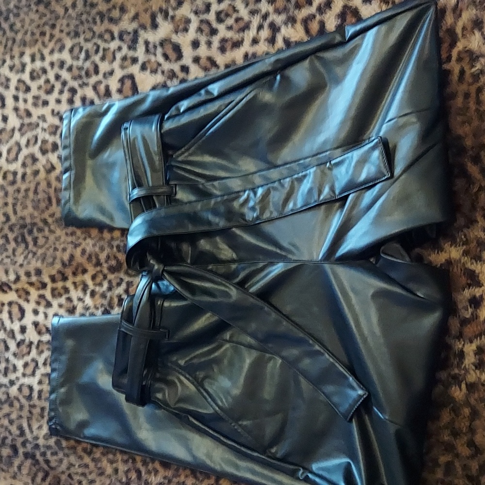 Loft tie waist leather pants